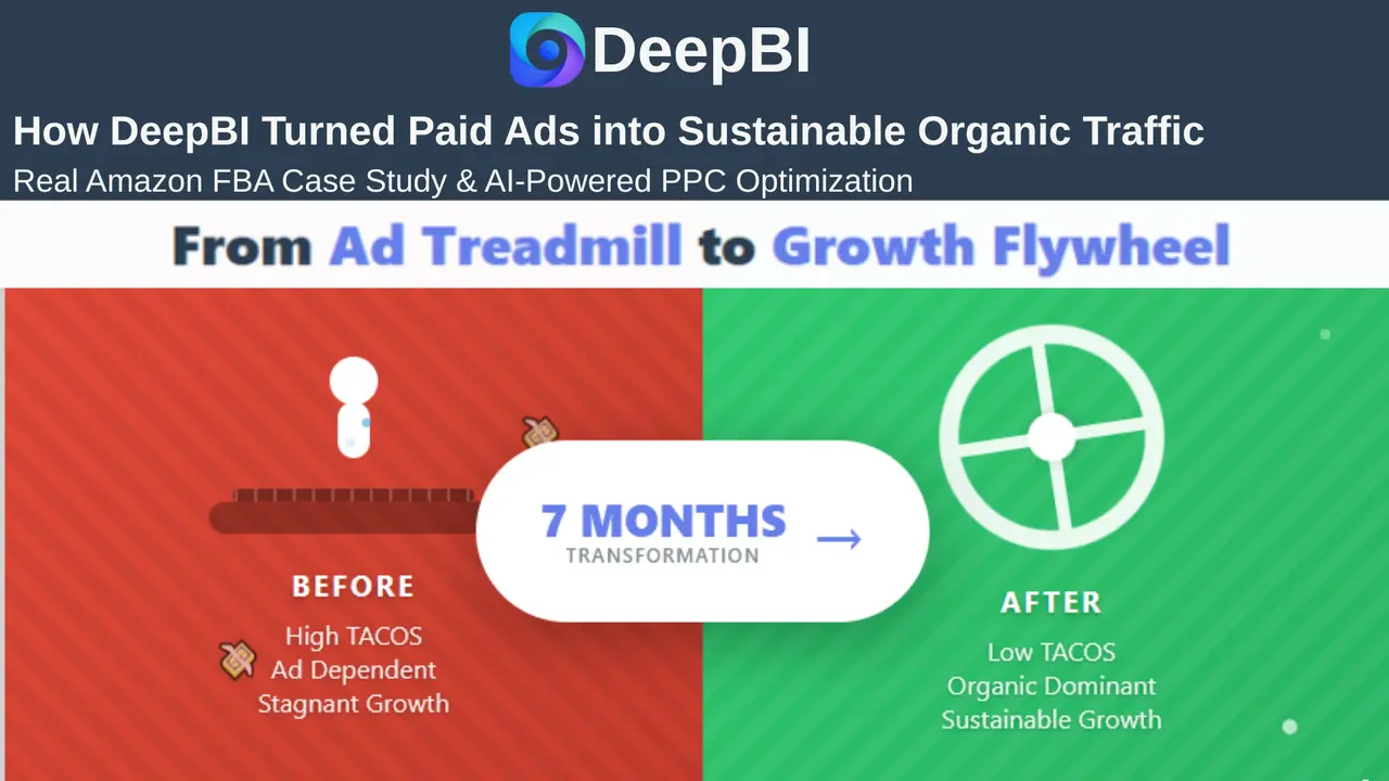Case Study: How DeepBI Turned Paid Ads Into Organic Traffic — Cutting TACOS by 43% While Growing Sales 141%