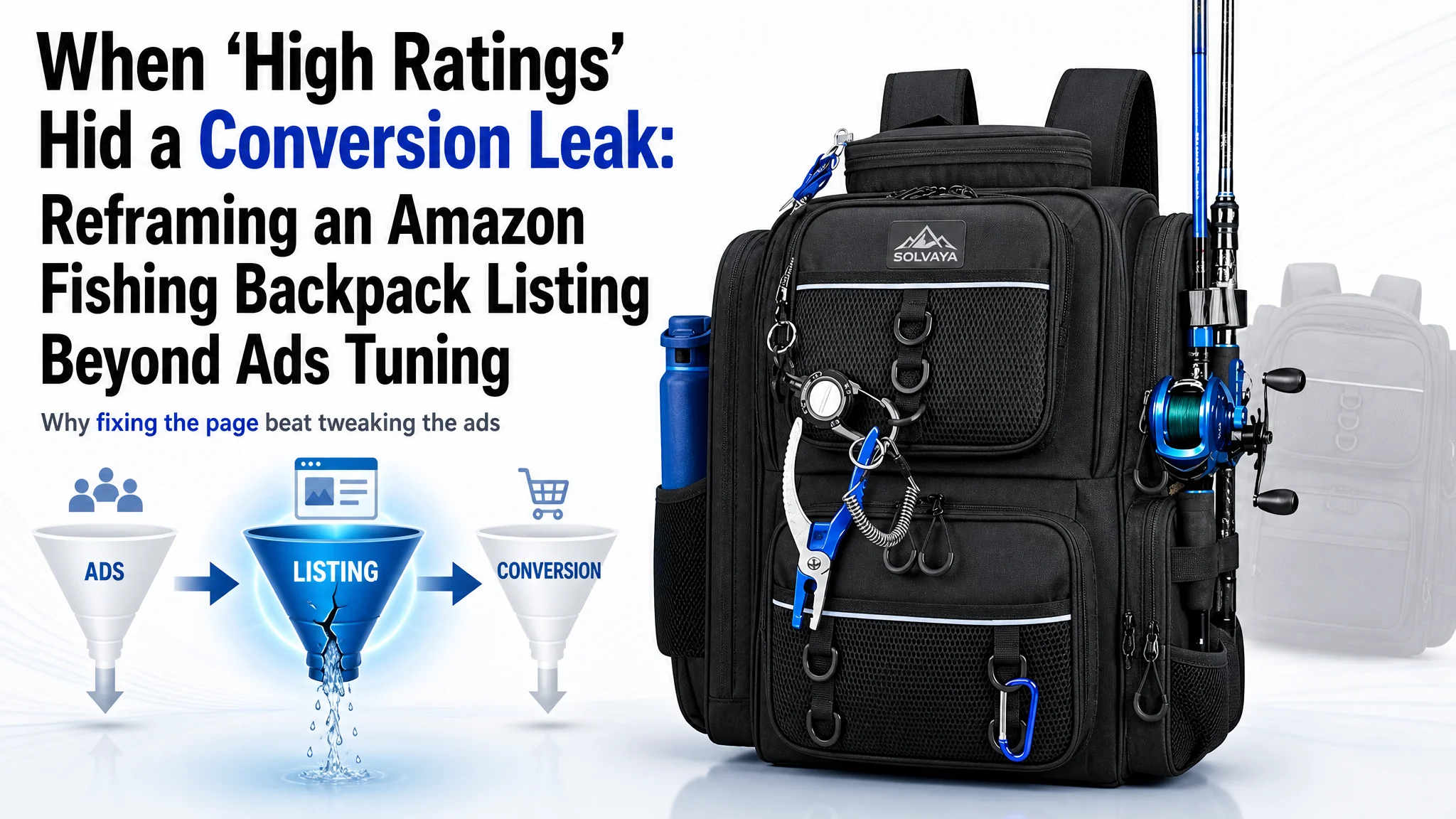 When “High Ratings” Hid a Conversion Leak: Reframing an Amazon Fishing Backpack Listing Beyond Ads Tuning