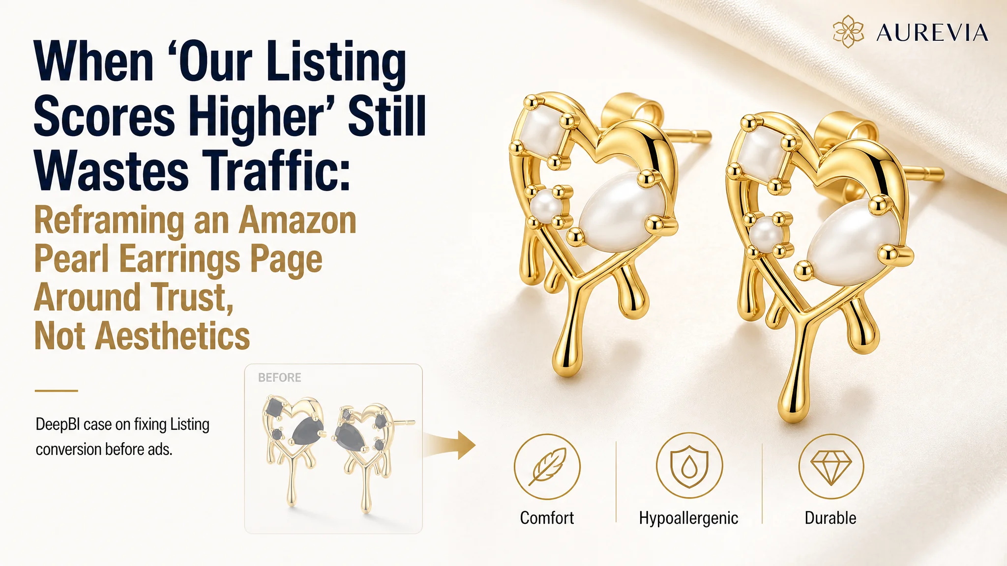When “Our Listing Scores Higher” Still Wastes Traffic: Reframing an Amazon Pearl Earrings Page Around Trust, Not Aesthetics