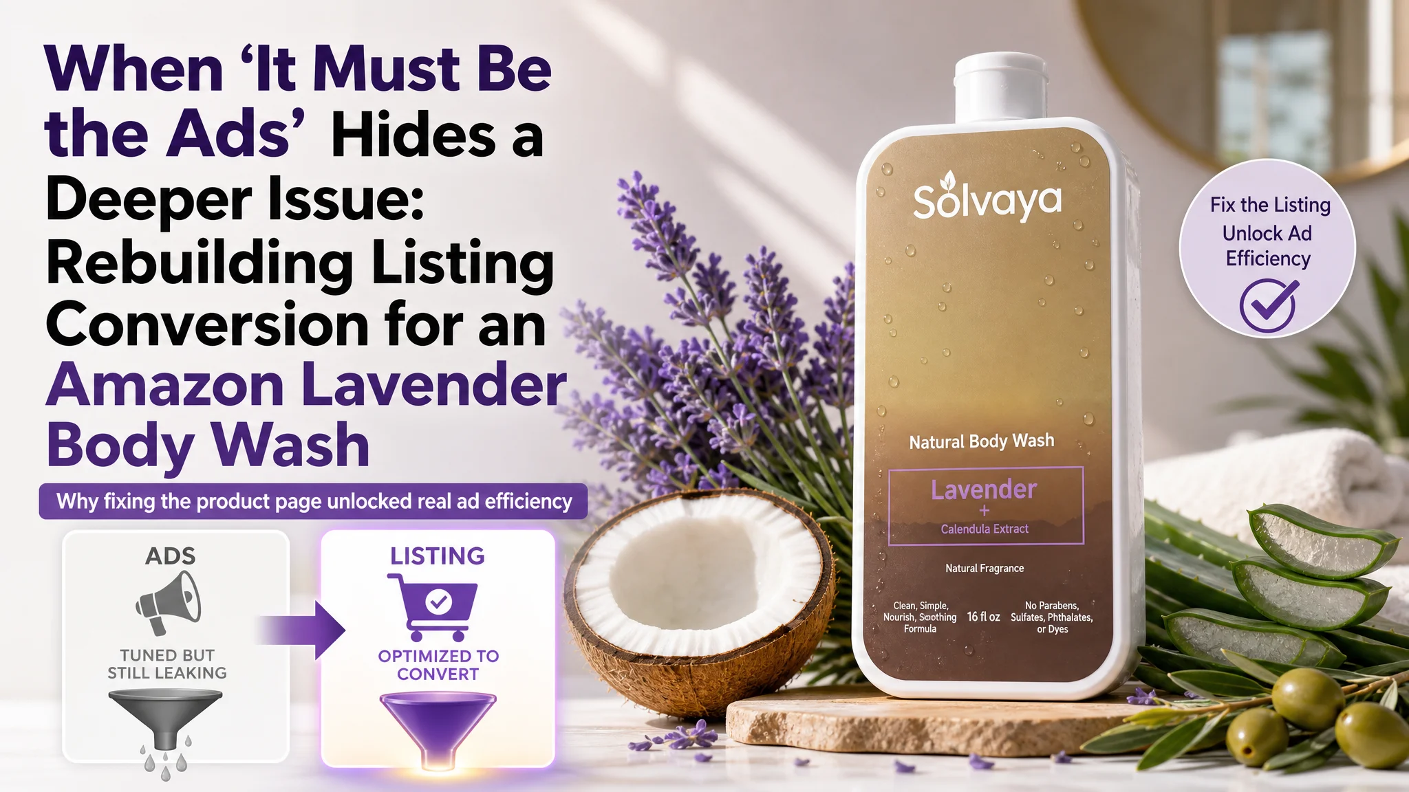 When “It Must Be the Ads” Hides a Deeper Issue: Rebuilding Listing Conversion for an Amazon Lavender Body Wash
