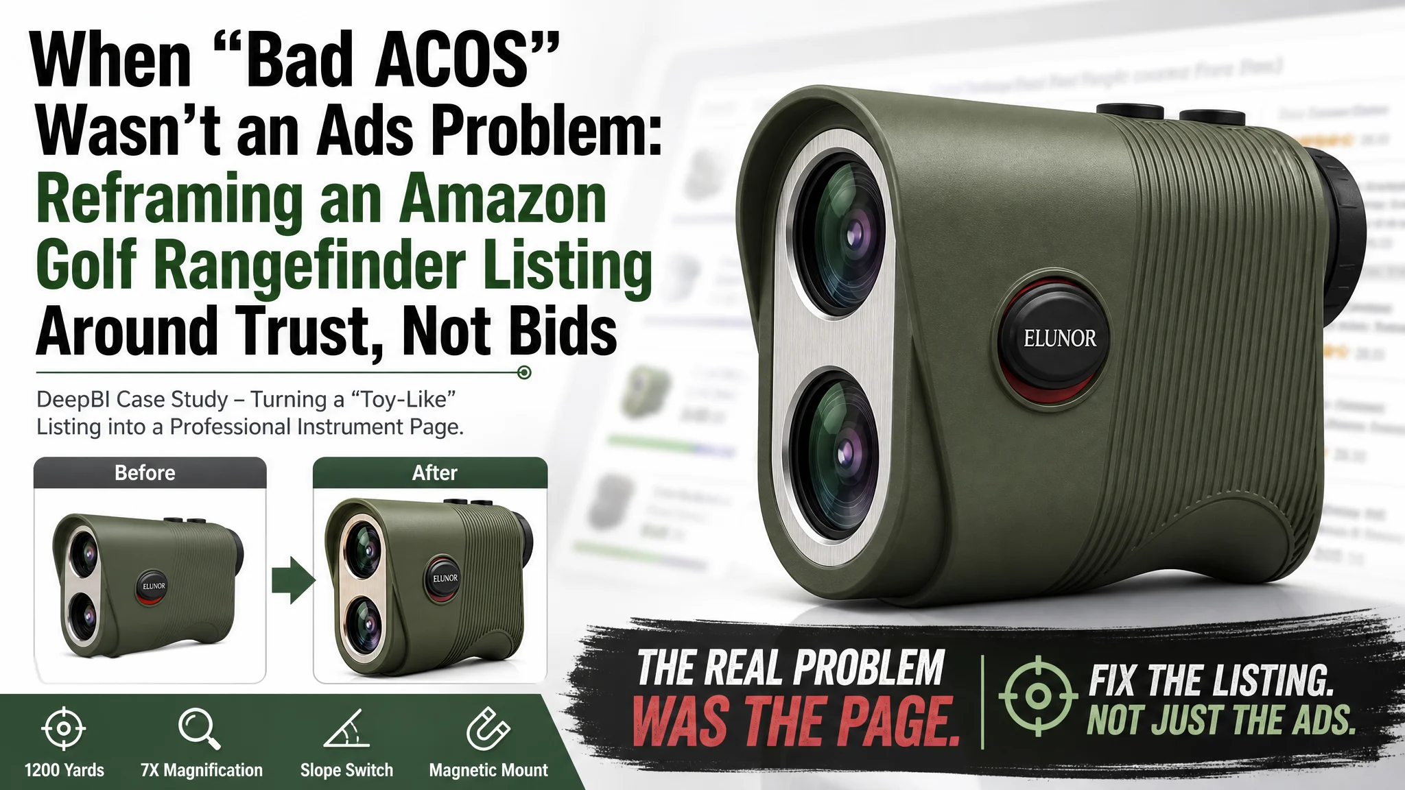 When “Bad ACOS” Wasn’t an Ads Problem: Reframing an Amazon Golf Rangefinder Listing Around Trust, Not Bids