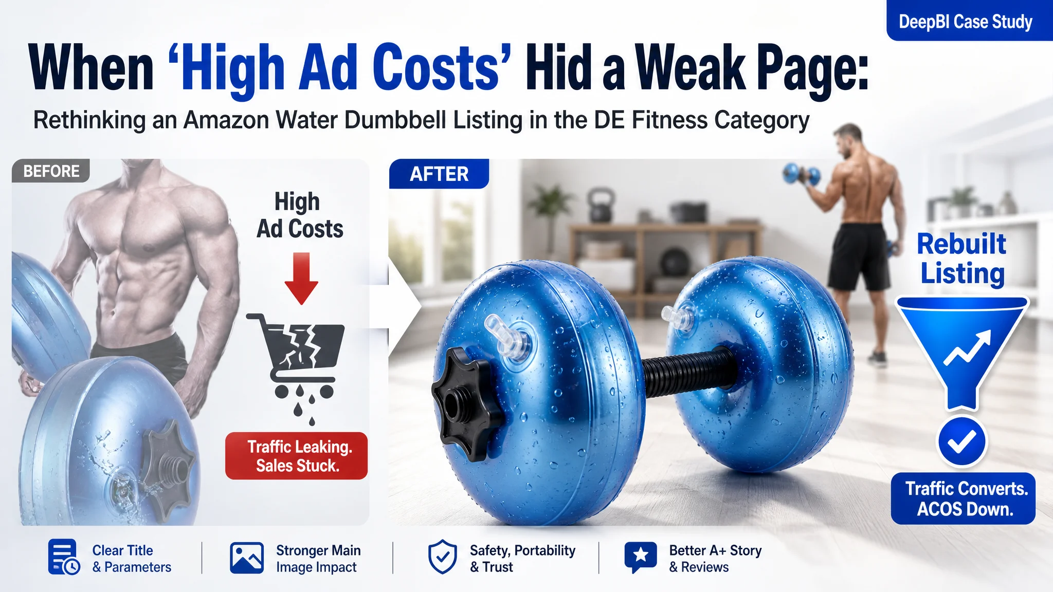 When “High Ad Costs” Hid a Weak Page: Rethinking an Amazon Water Dumbbell Listing in the DE Fitness Category
