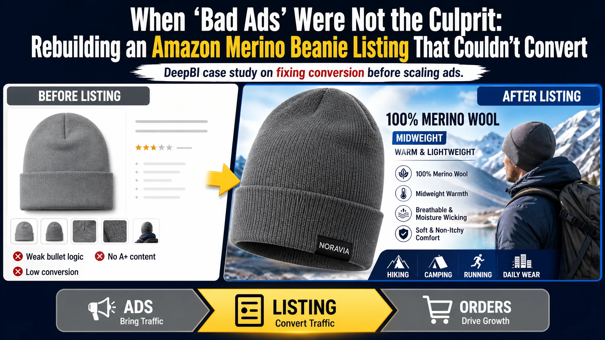 When “Bad Ads” Were Not the Culprit: Rebuilding an Amazon Merino Beanie Listing That Couldn’t Convert