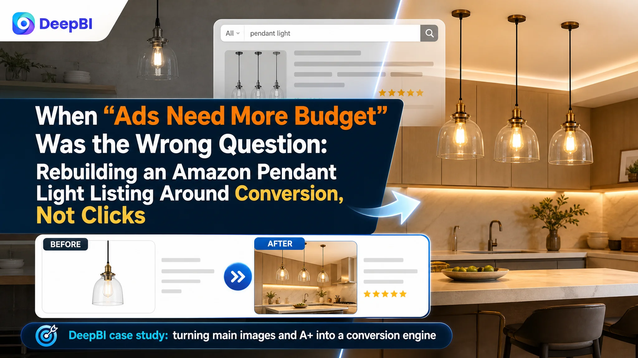 When “Ads Need More Budget” Was the Wrong Question: Rebuilding an Amazon Pendant Light Listing Around Conversion, Not Clicks