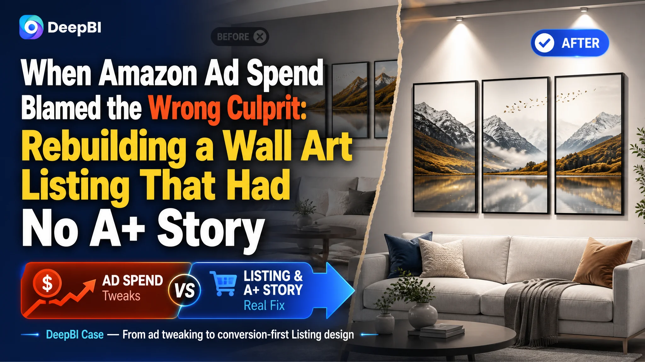 When Amazon Ad Spend Blamed the Wrong Culprit: Rebuilding a Wall Art Listing That Had No A+ Story