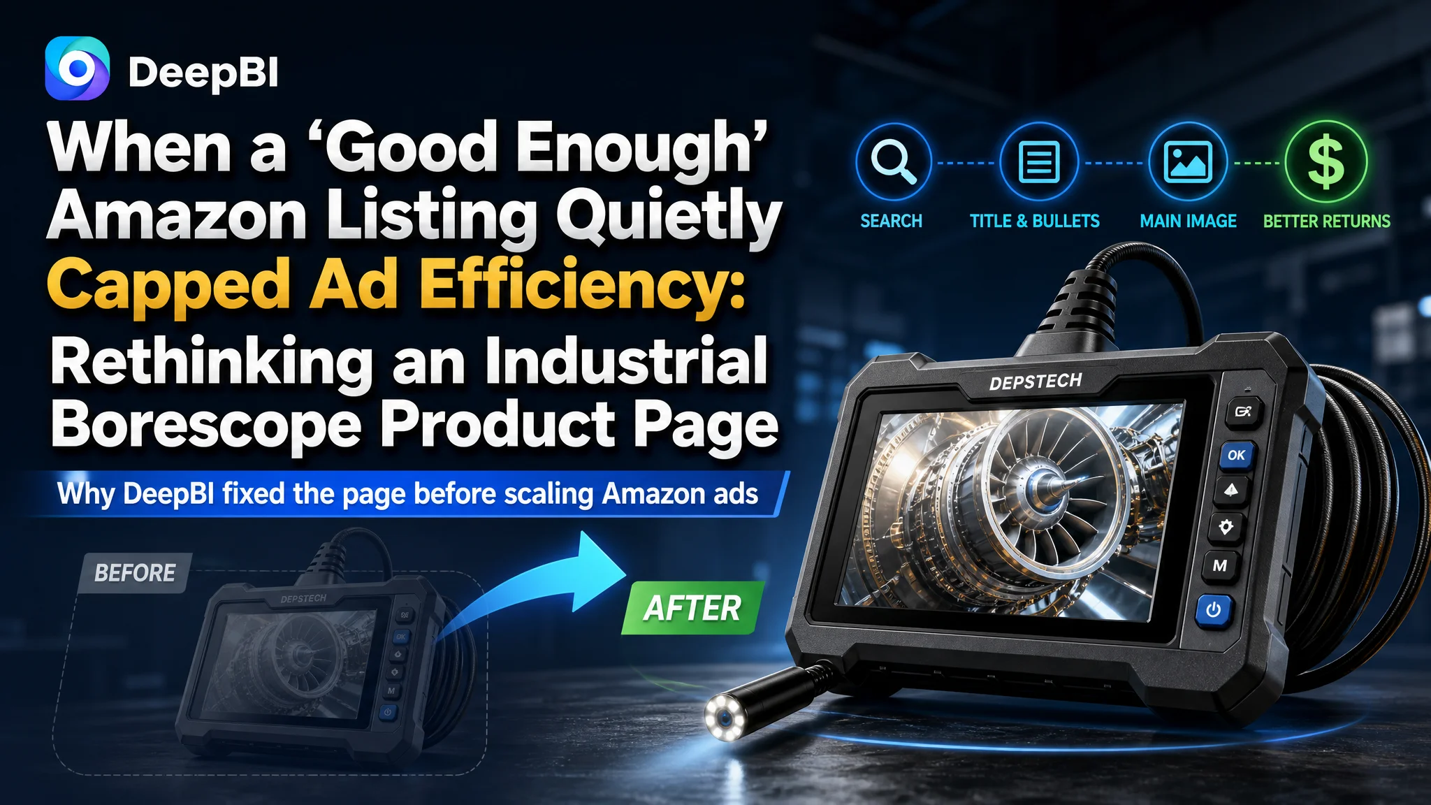 When a “Good Enough” Amazon Listing Quietly Capped Ad Efficiency: Rethinking an Industrial Borescope Product Page