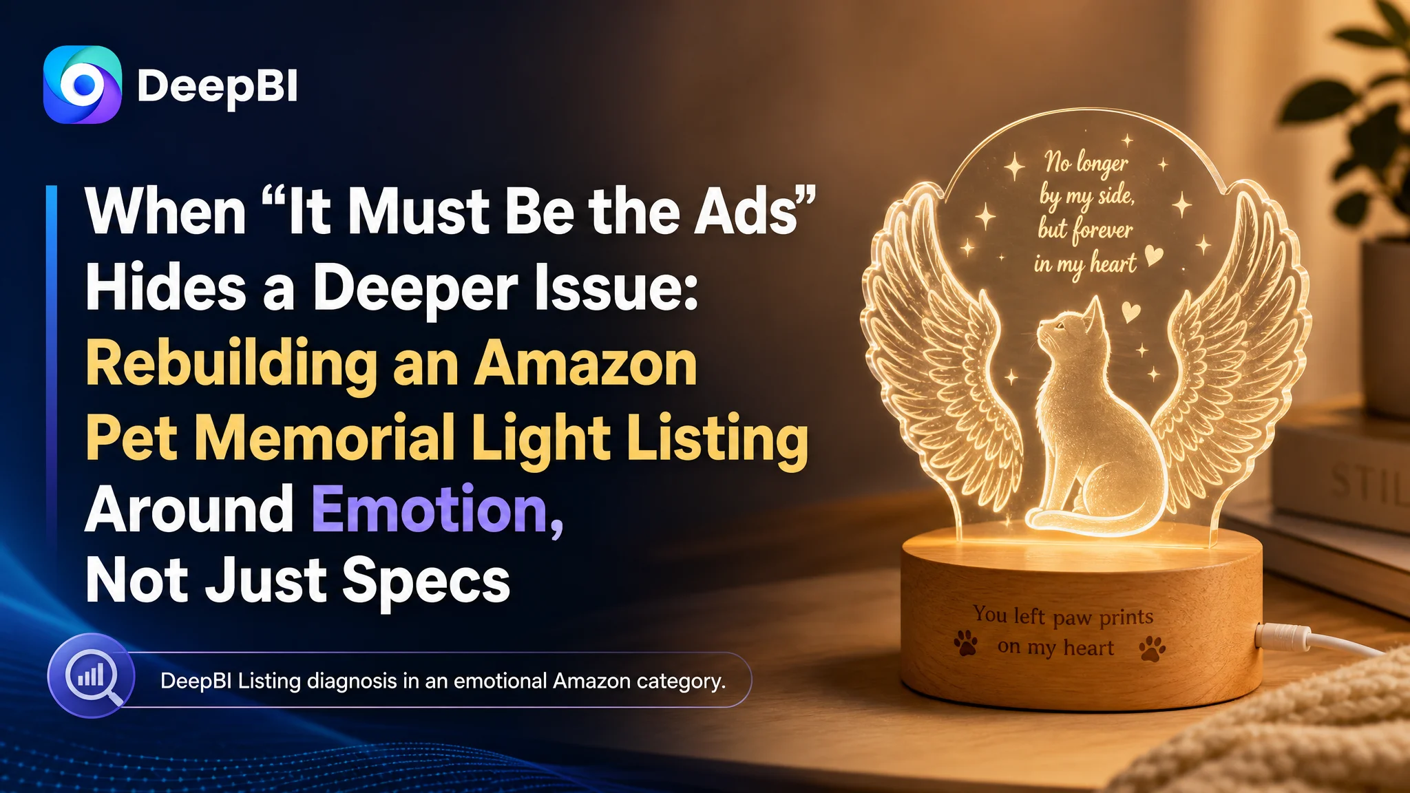 When “It Must Be the Ads” Hides a Deeper Issue: Rebuilding an Amazon Pet Memorial Light Listing Around Emotion, Not Just Specs