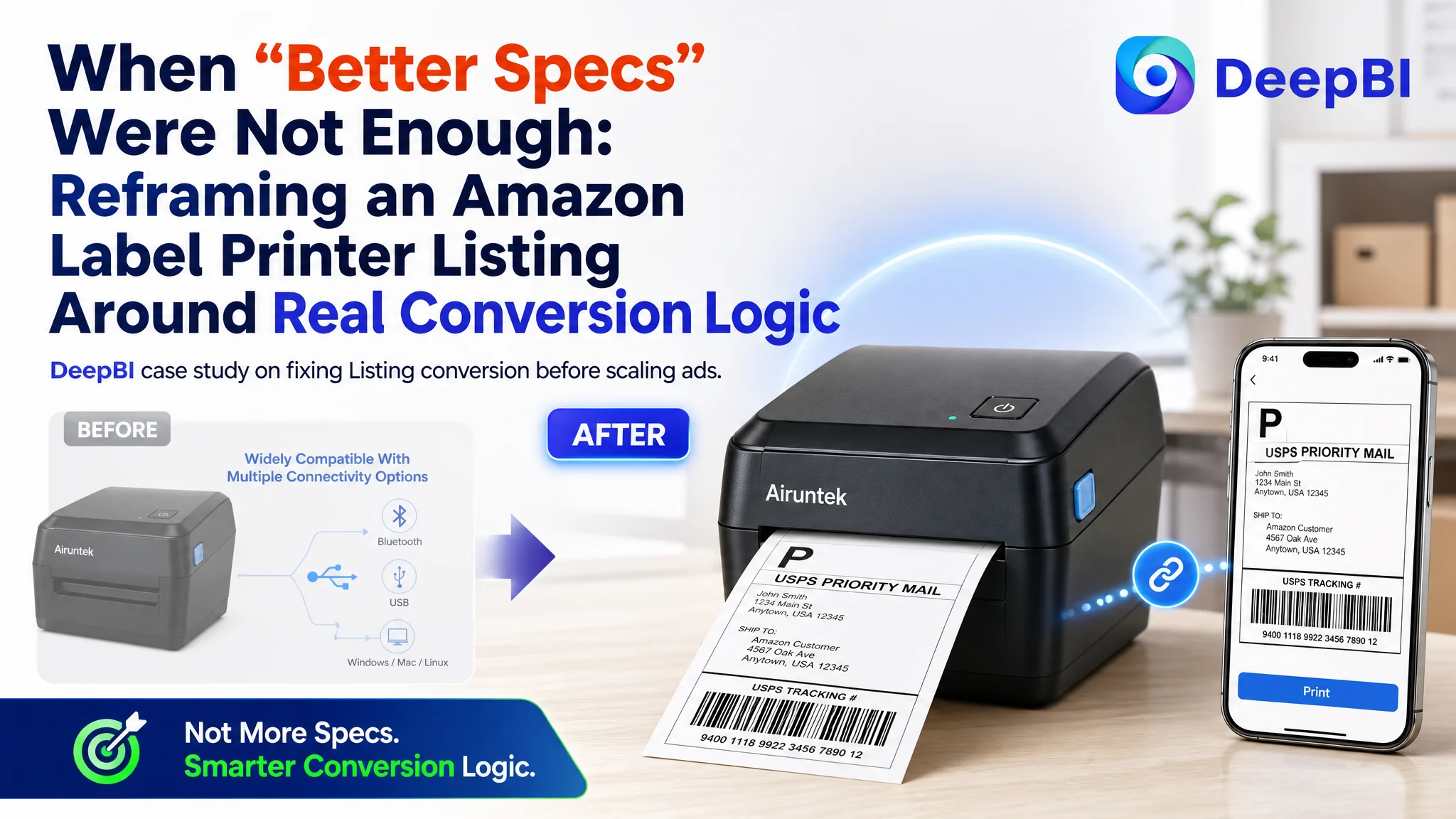When “Better Specs” Were Not Enough: Reframing an Amazon Label Printer Listing Around Real Conversion Logic