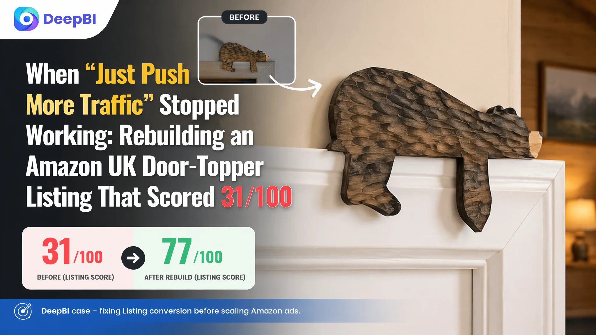 When “Just Push More Traffic” Stopped Working: Rebuilding an Amazon UK Door-Topper Listing That Scored 31/100