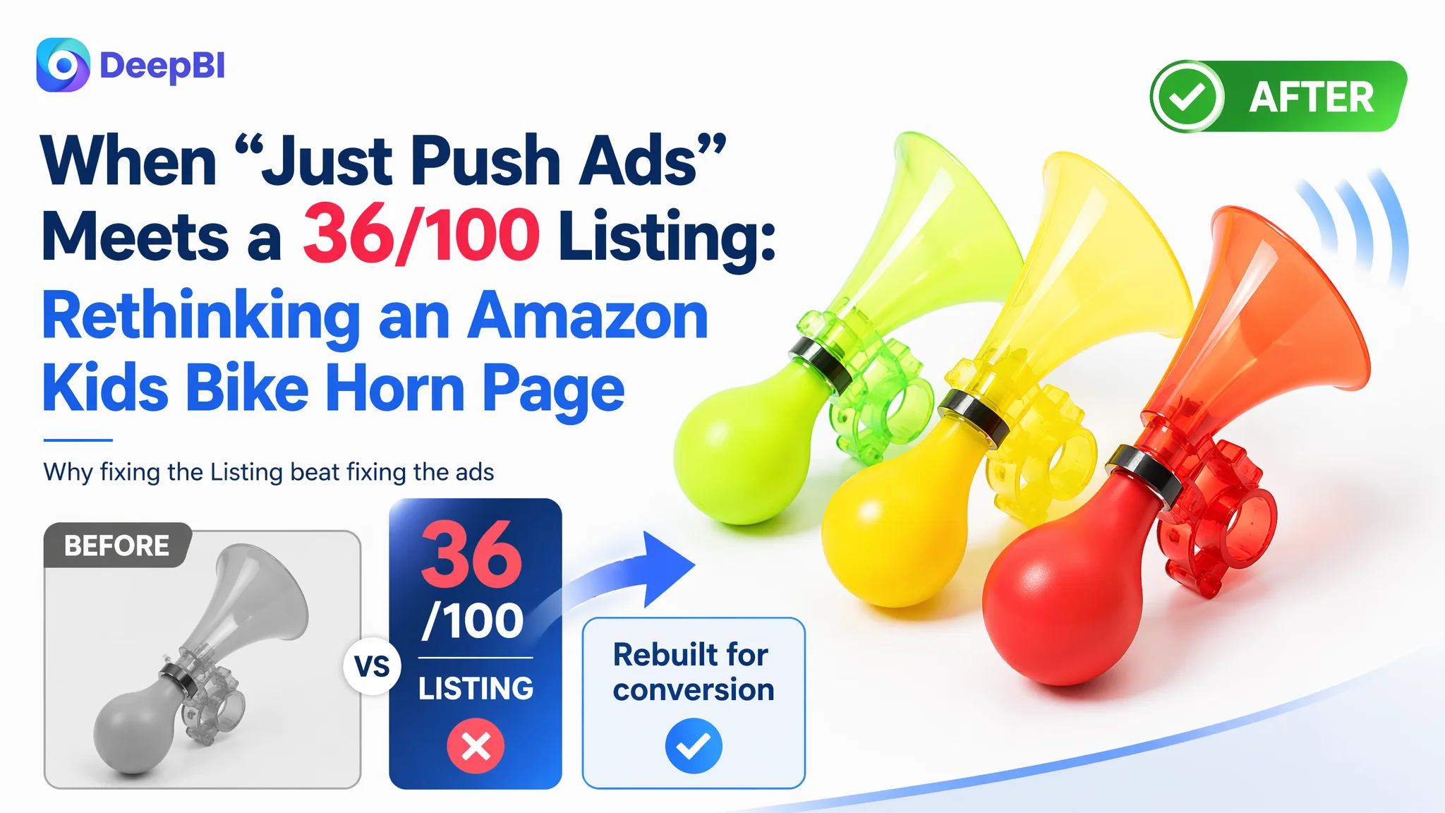 When “Just Push Ads” Meets a 36/100 Listing: Rethinking an Amazon Kids Bike Horn Page
