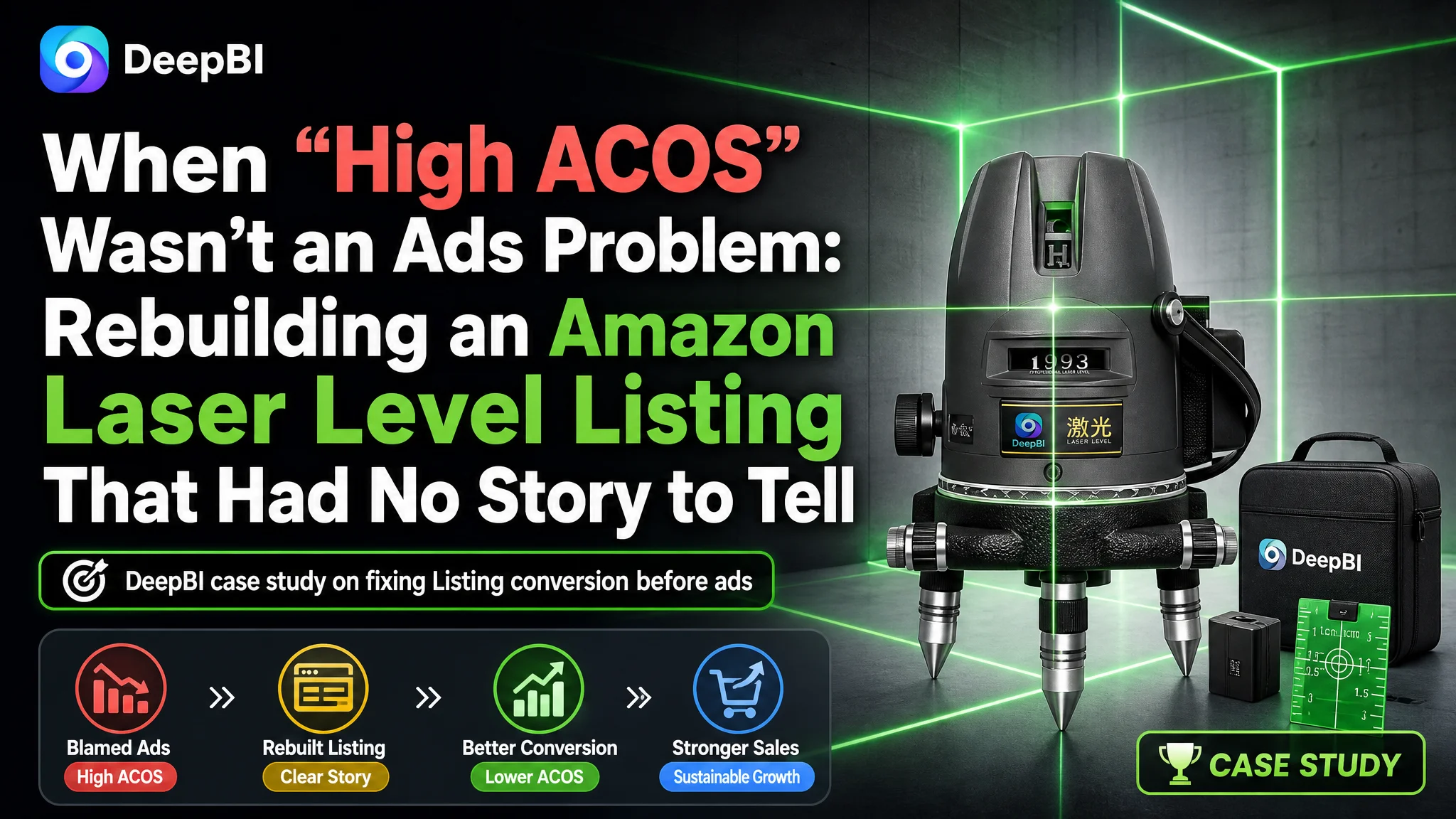 When “High ACOS” Wasn’t an Ads Problem: Rebuilding an Amazon Laser Level Listing That Had No Story to Tell