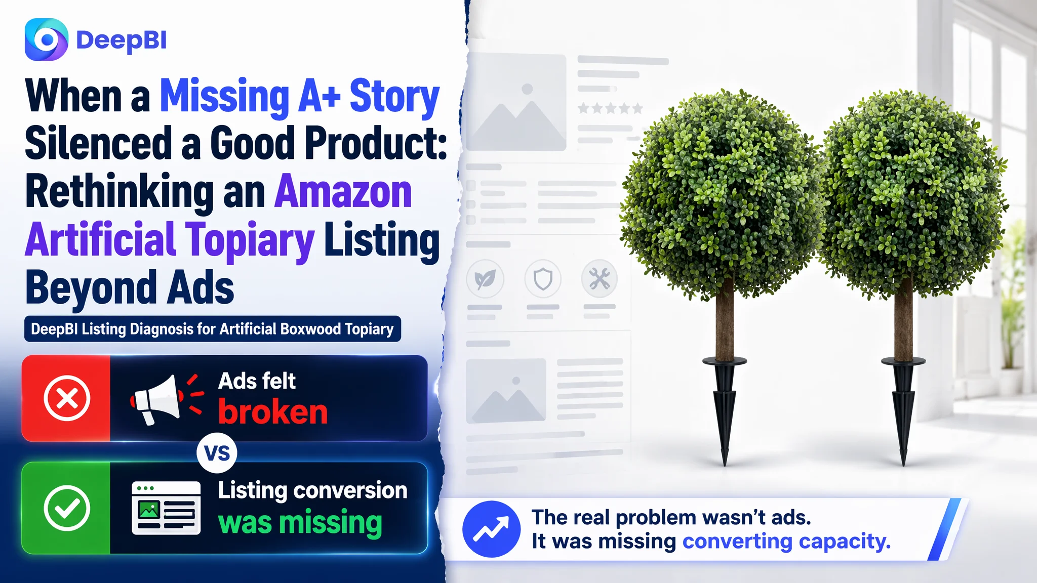 When a Missing A+ Story Silenced a Good Product: Rethinking an Amazon Artificial Topiary Listing Beyond Ads