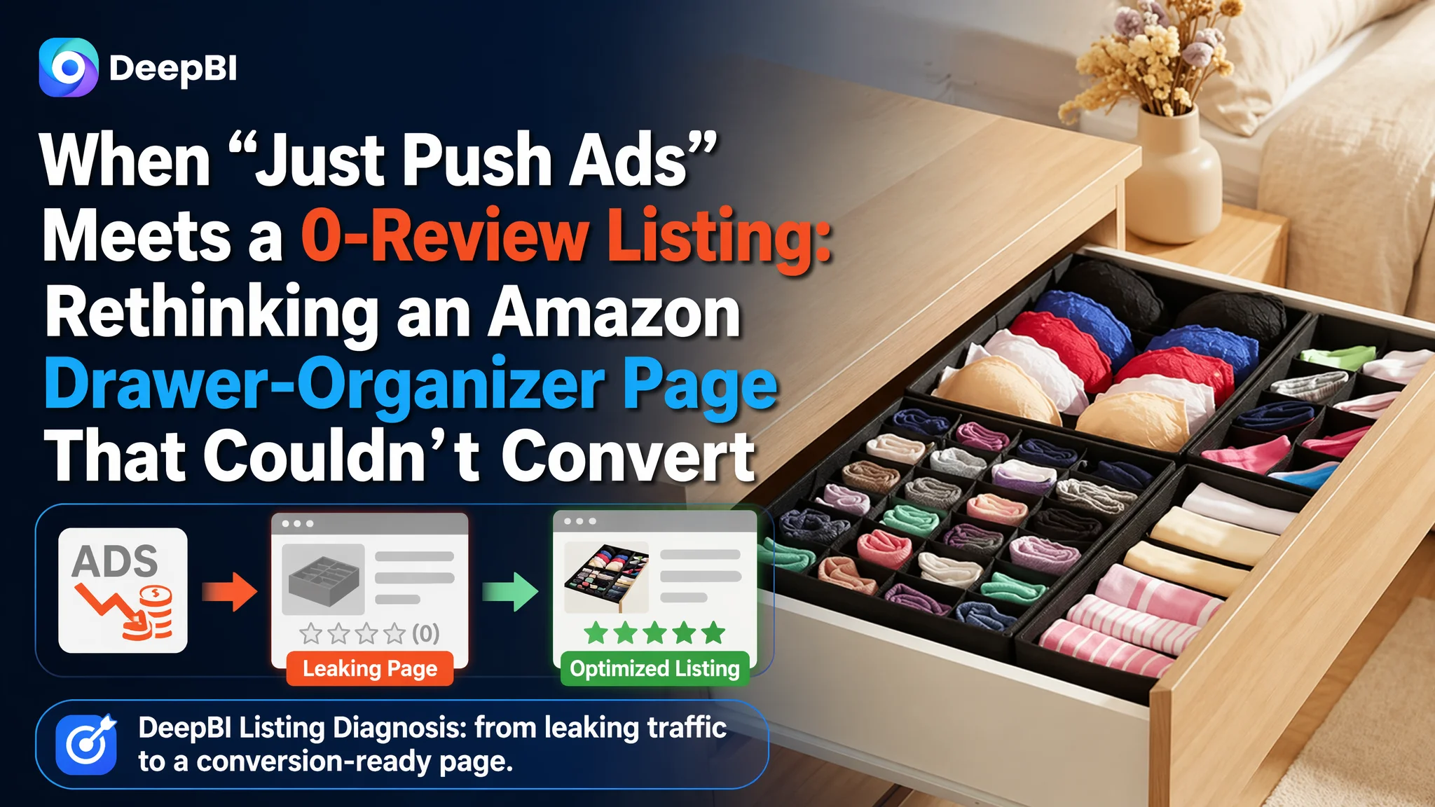When “Just Push Ads” Meets a 0‑Review Listing: Rethinking an Amazon Drawer-Organizer Page That Couldn’t Convert