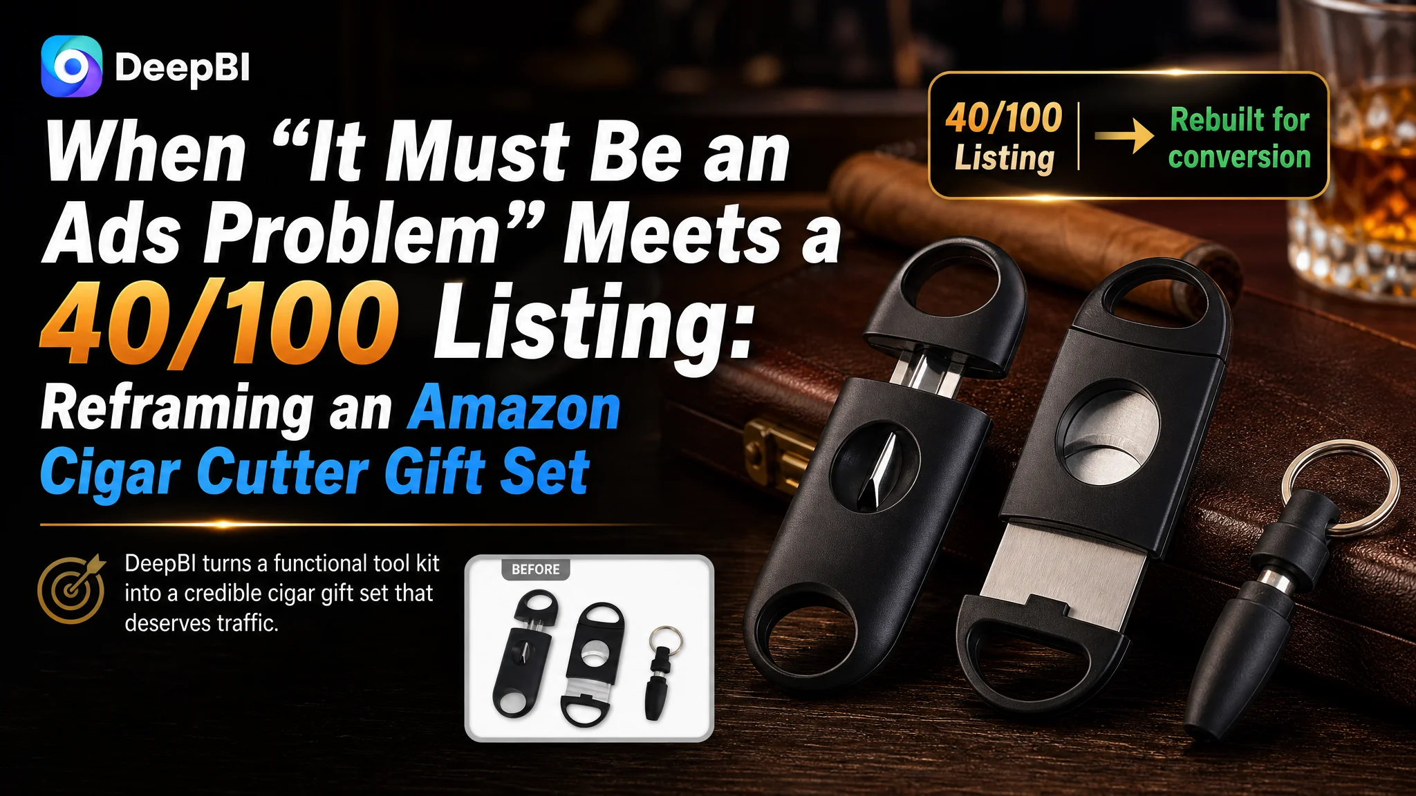 When “It Must Be an Ads Problem” Meets a 40/100 Listing: Reframing an Amazon Cigar Cutter Gift Set