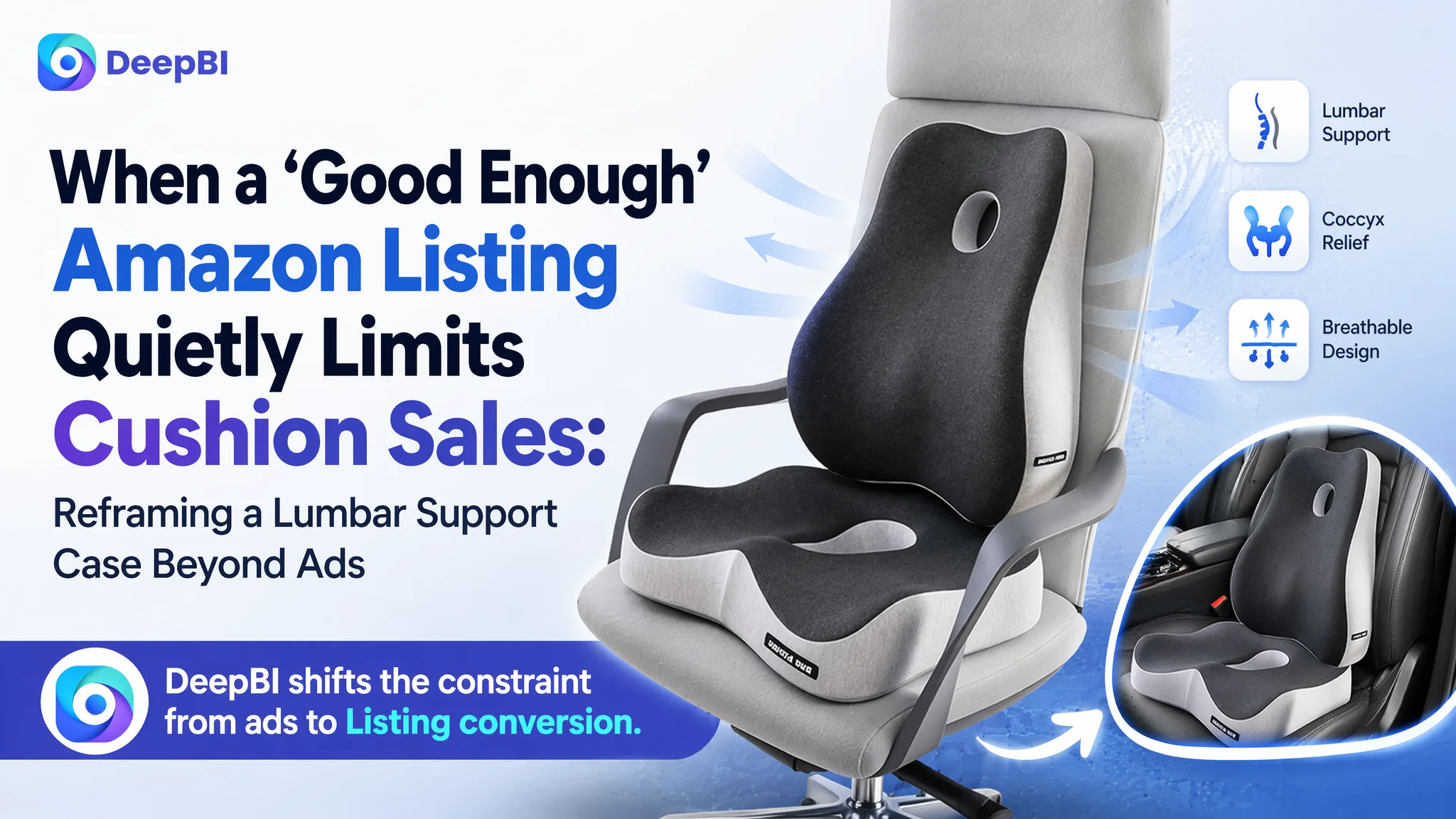 When a “Good Enough” Amazon Listing Quietly Limits Cushion Sales: Reframing a Lumbar Support Case Beyond Ads