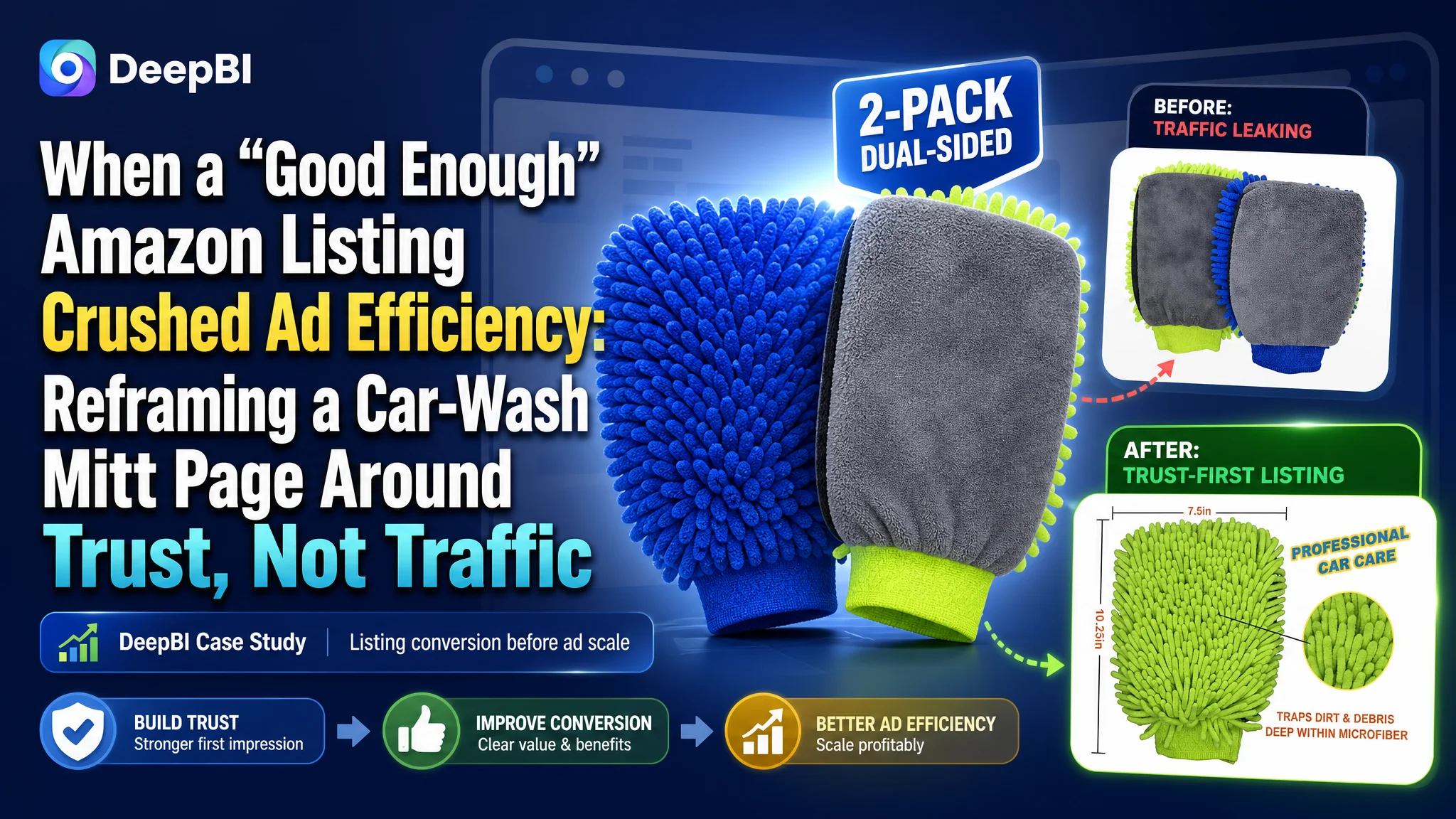 When a “Good Enough” Amazon Listing Crushed Ad Efficiency: Reframing a Car-Wash Mitt Page Around Trust, Not Traffic