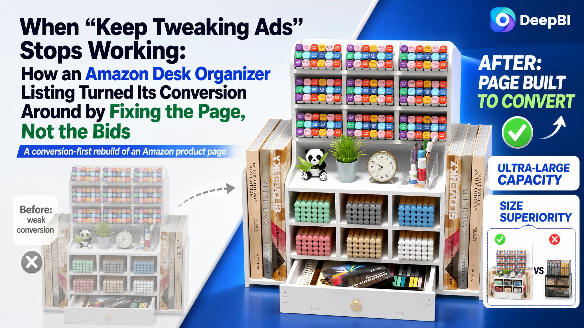 When “Keep Tweaking Ads” Stops Working: How an Amazon Desk Organizer Listing Turned Its Conversion Around by Fixing the Page, Not the Bids
