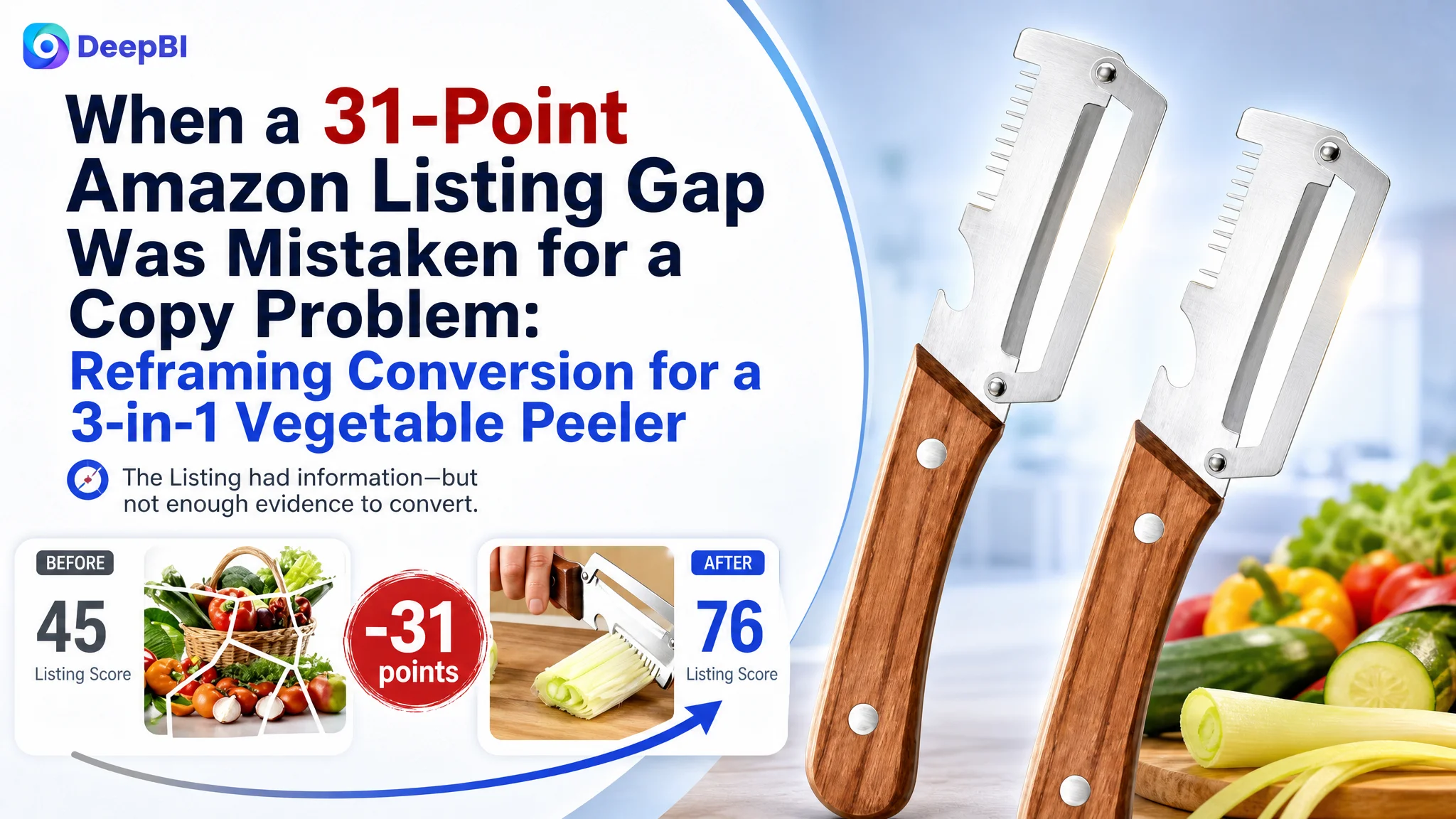 When a 31-Point Amazon Listing Gap Was Mistaken for a Copy Problem: Reframing Conversion for a 3-in-1 Vegetable Peeler