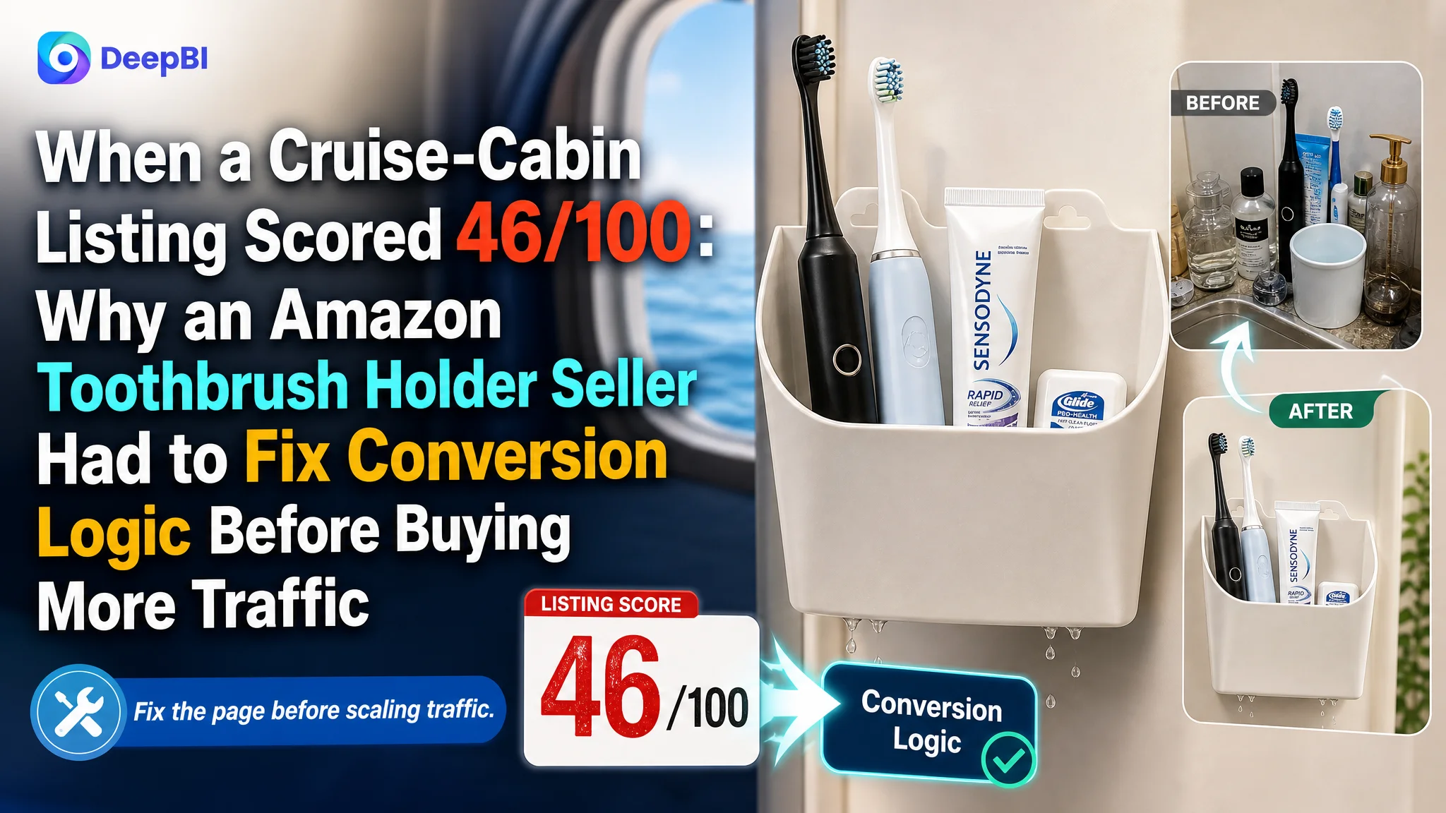 When a Cruise-Cabin Listing Scored 46/100: Why an Amazon Toothbrush Holder Seller Had to Fix Conversion Logic Before Buying More Traffic