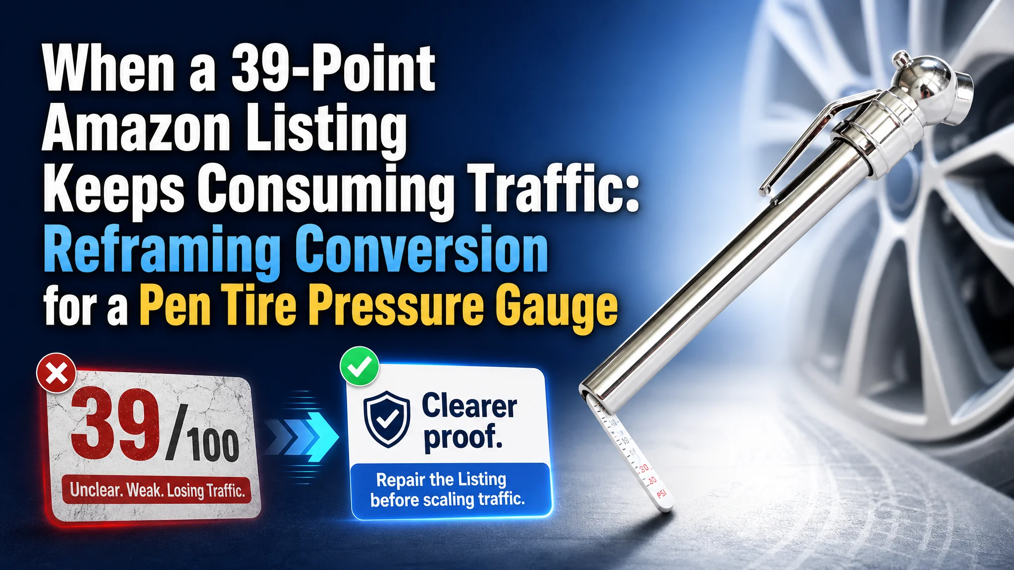 When a 39-Point Amazon Listing Keeps Consuming Traffic: Reframing Conversion for a Pen Tire Pressure Gauge