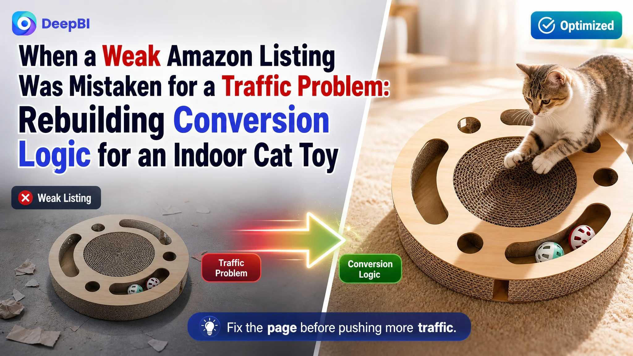 When a Weak Amazon Listing Was Mistaken for a Traffic Problem: Rebuilding Conversion Logic for an Indoor Cat Toy