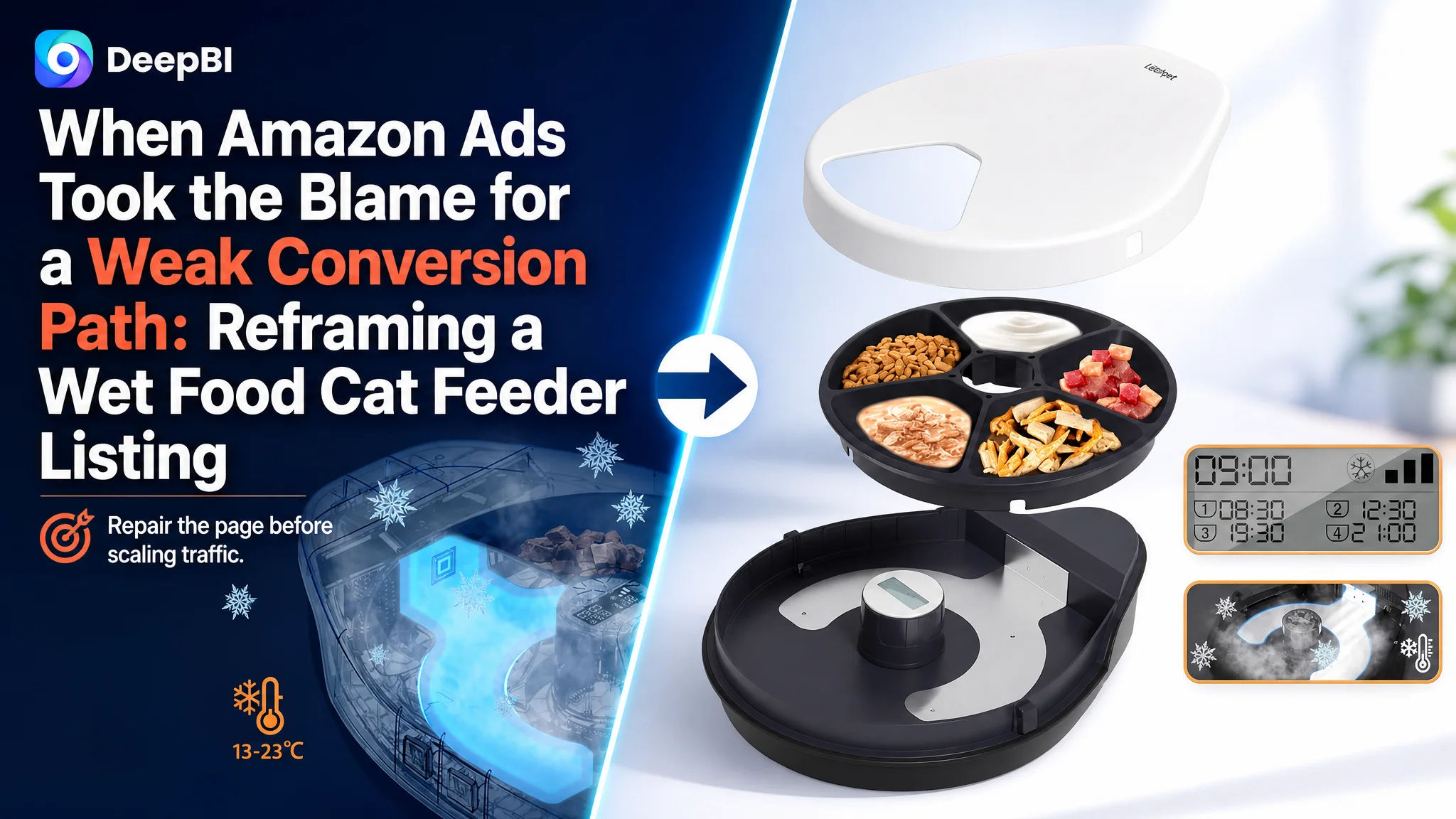 When Amazon Ads Took the Blame for a Weak Conversion Path: Reframing a Wet Food Cat Feeder Listing