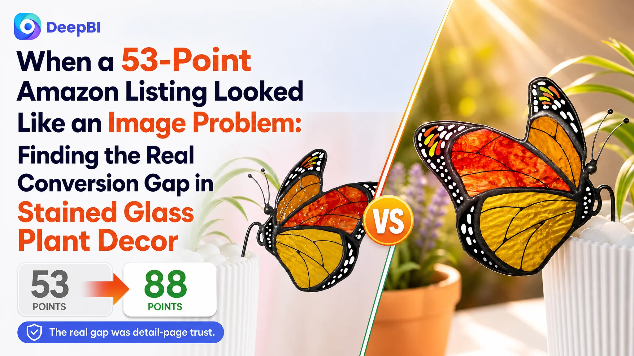 When a 53-Point Amazon Listing Looked Like an Image Problem: Finding the Real Conversion Gap in Stained Glass Plant Decor
