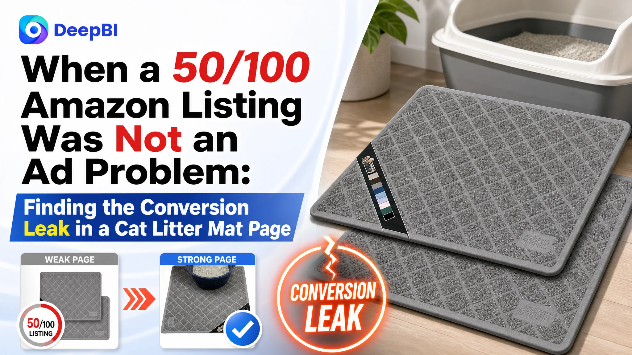 When a 50/100 Amazon Listing Was Not an Ad Problem: Finding the Conversion Leak in a Cat Litter Mat Page