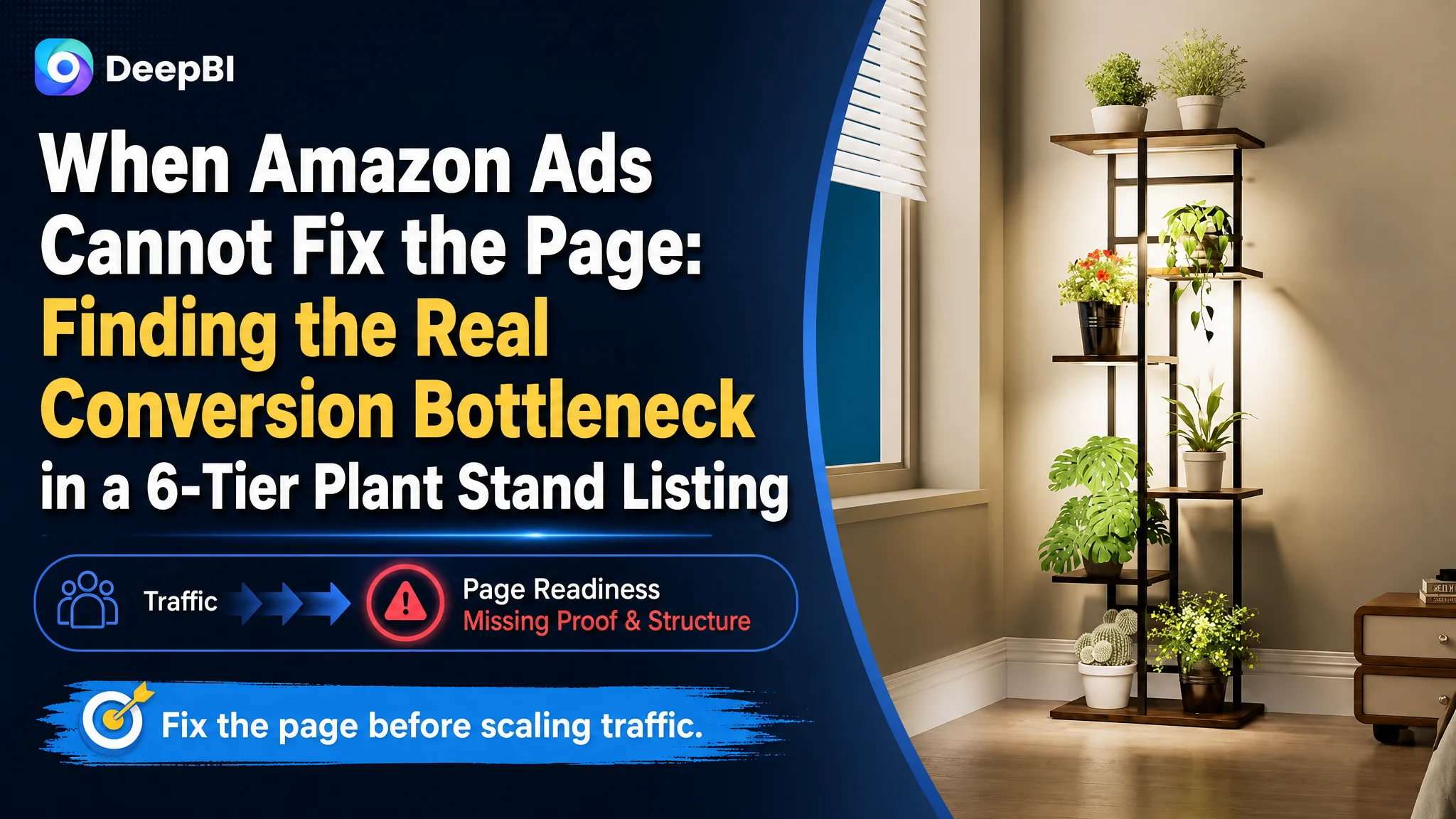 When Amazon Ads Cannot Fix the Page: Finding the Real Conversion Bottleneck in a 6-Tier Plant Stand Listing