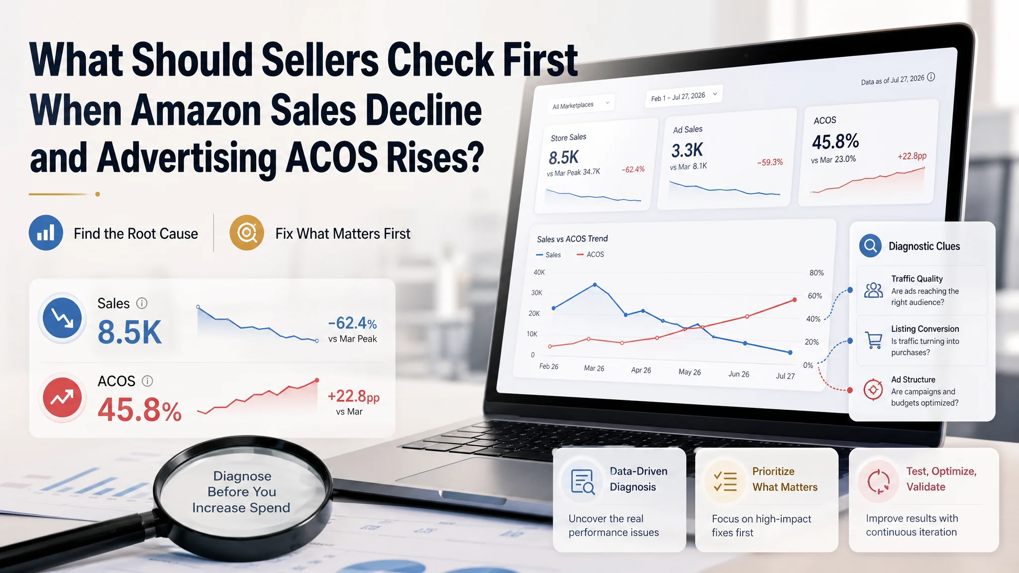 Amazon Sales Declining and Advertising ACOS Rising? Check These 4 Issues First