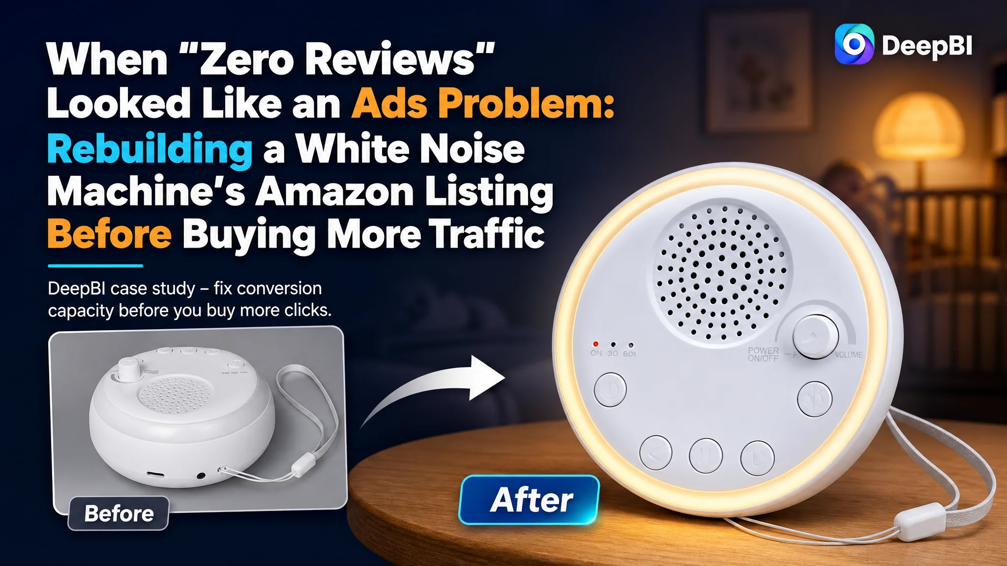 When “Zero Reviews” Looked Like an Ads Problem: Rebuilding a White Noise Machine’s Amazon Listing Before Buying More Traffic