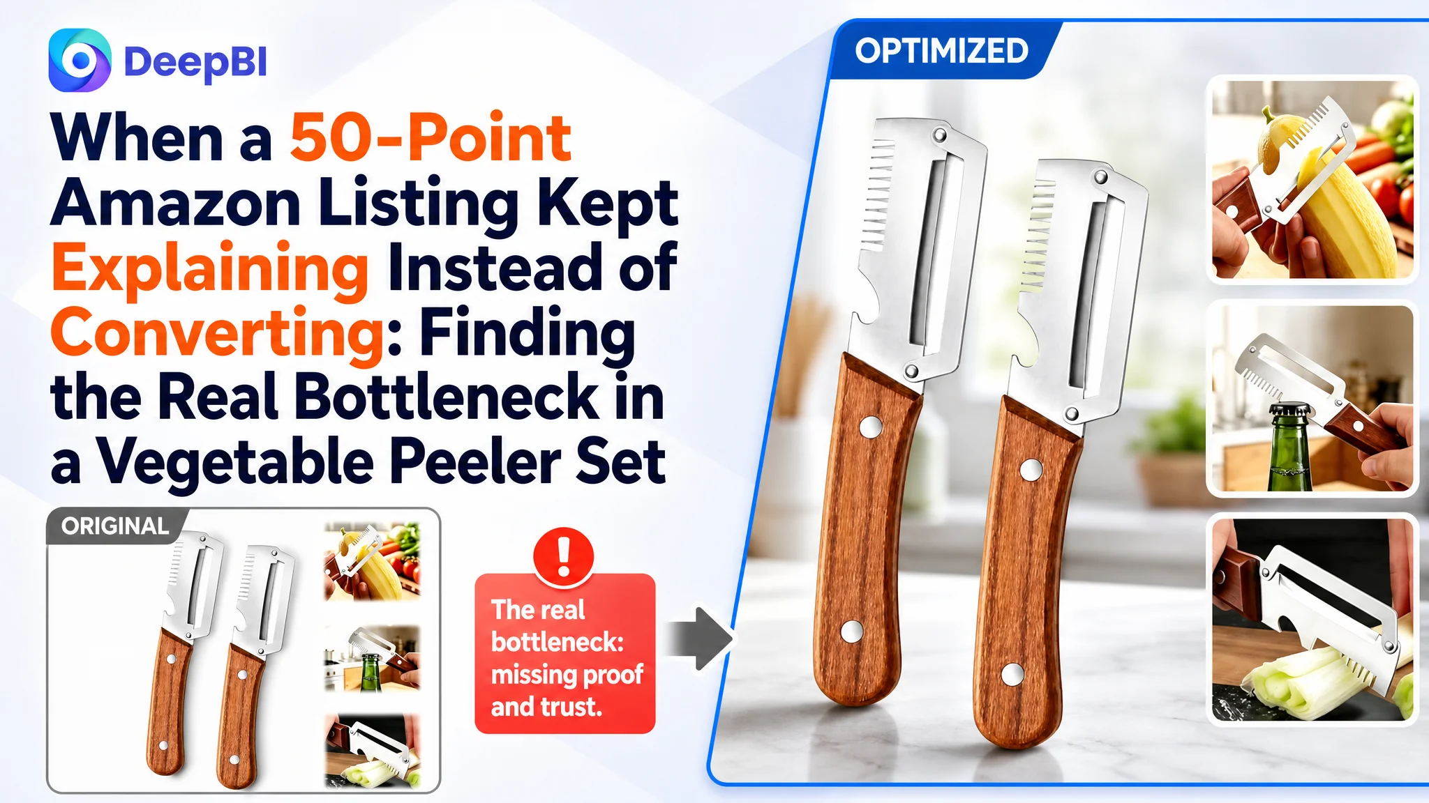 When a 50-Point Amazon Listing Kept Explaining Instead of Converting: Finding the Real Bottleneck in a Vegetable Peeler Set