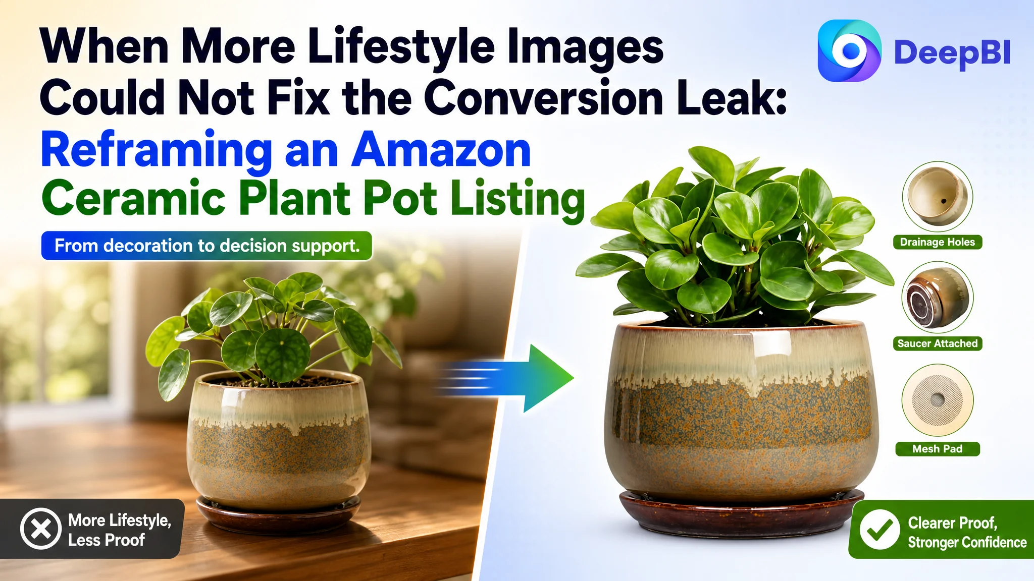 When More Lifestyle Images Could Not Fix the Conversion Leak: Reframing an Amazon Ceramic Plant Pot Listing