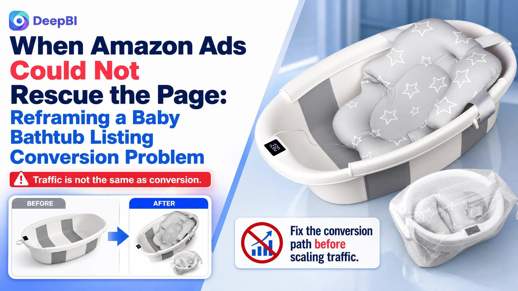 When Amazon Ads Could Not Rescue the Page: Reframing a Baby Bathtub Listing Conversion Problem