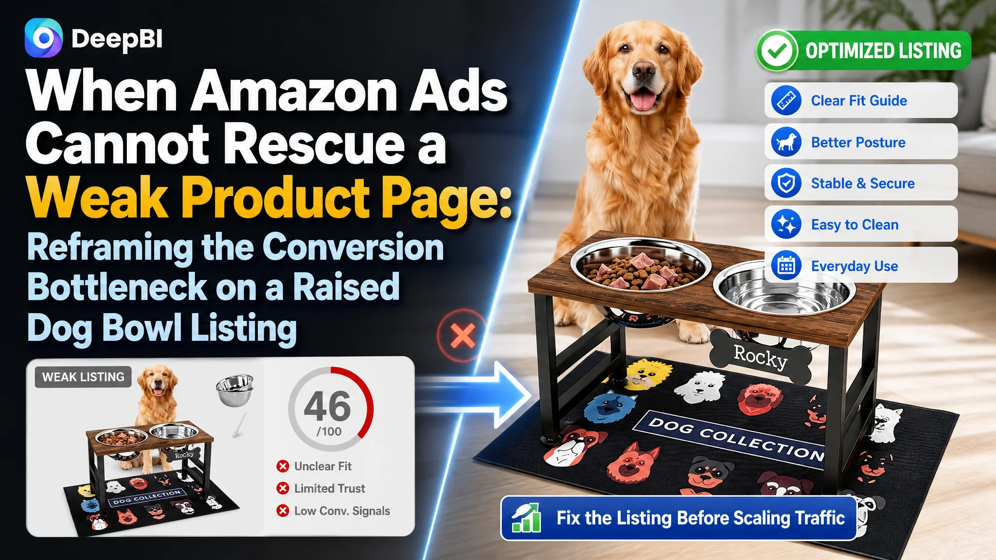 When Amazon Ads Cannot Rescue a Weak Product Page: Reframing the Conversion Bottleneck on a Raised Dog Bowl Listing