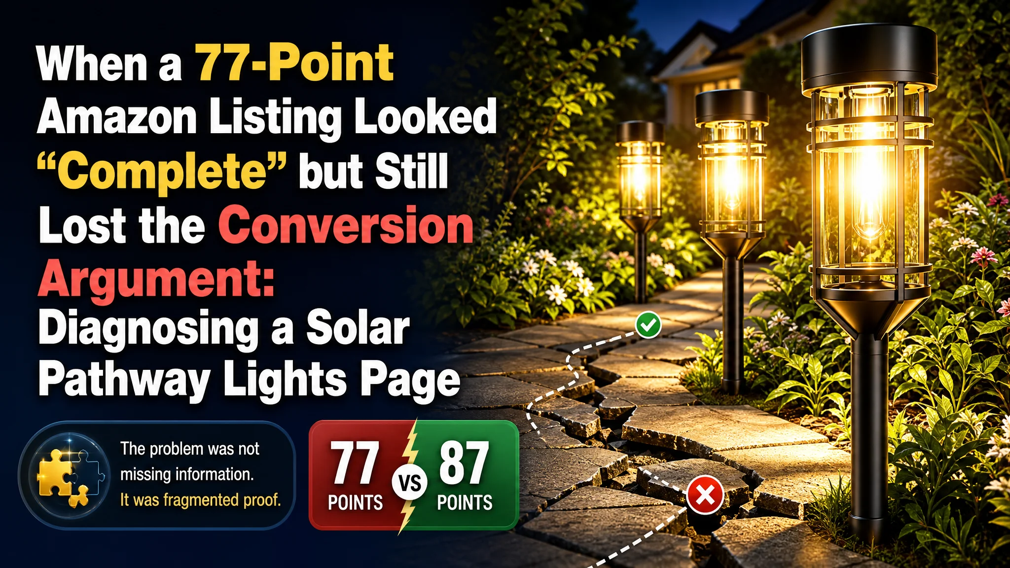 When a 77-Point Amazon Listing Looked “Complete” but Still Lost the Conversion Argument: Diagnosing a Solar Pathway Lights Page