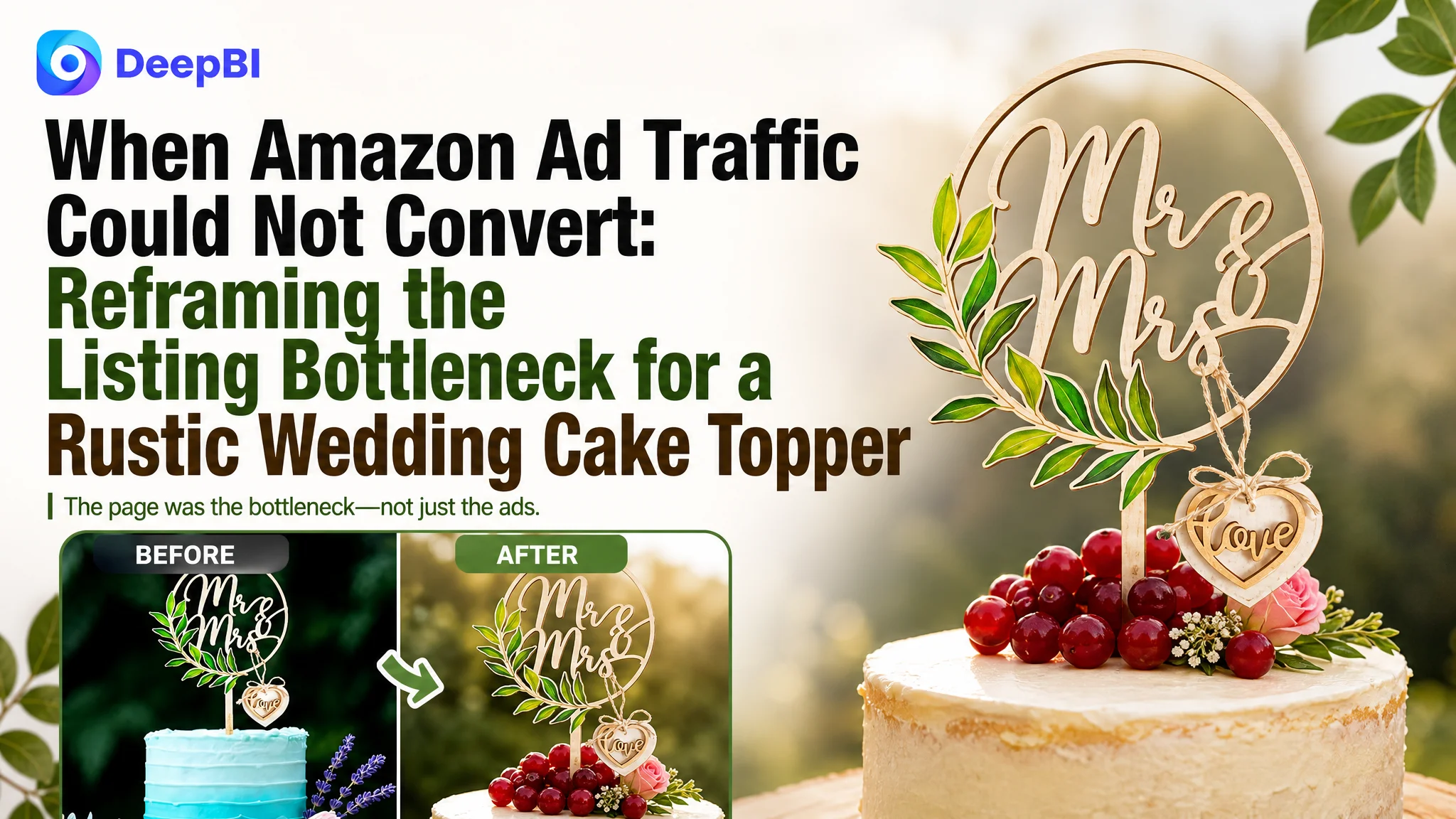 When Amazon Ad Traffic Could Not Convert: Reframing the Listing Bottleneck for a Rustic Wedding Cake Topper