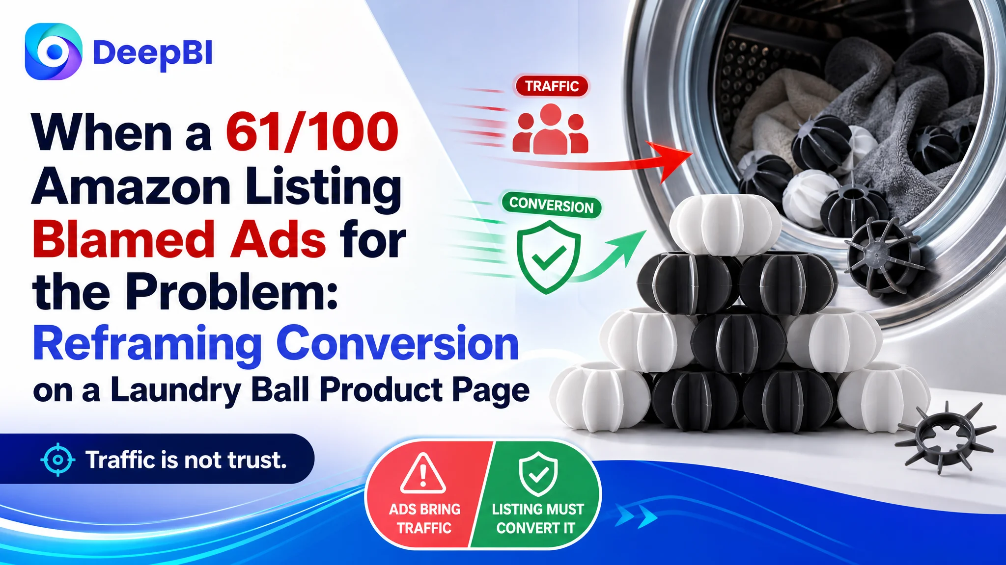 When a 61/100 Amazon Listing Blamed Ads for the Problem: Reframing Conversion on a Laundry Ball Product Page