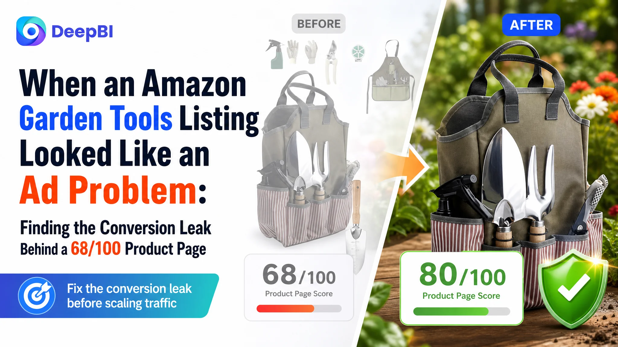 When an Amazon Garden Tools Listing Looked Like an Ad Problem: Finding the Conversion Leak Behind a 68/100 Product Page