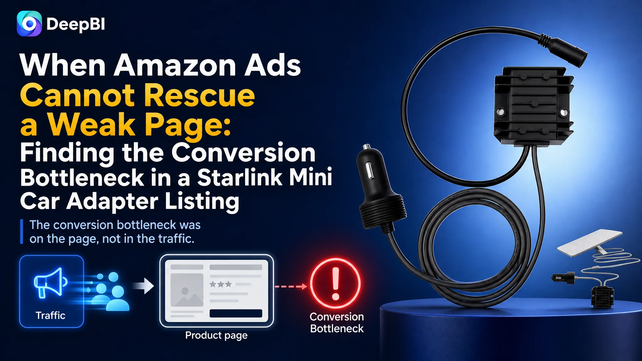When Amazon Ads Cannot Rescue a Weak Page: Finding the Conversion Bottleneck in a Starlink Mini Car Adapter Listing